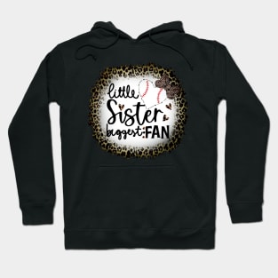 Baseball Little Sister Biggest Fan Leopard Baseball Hoodie